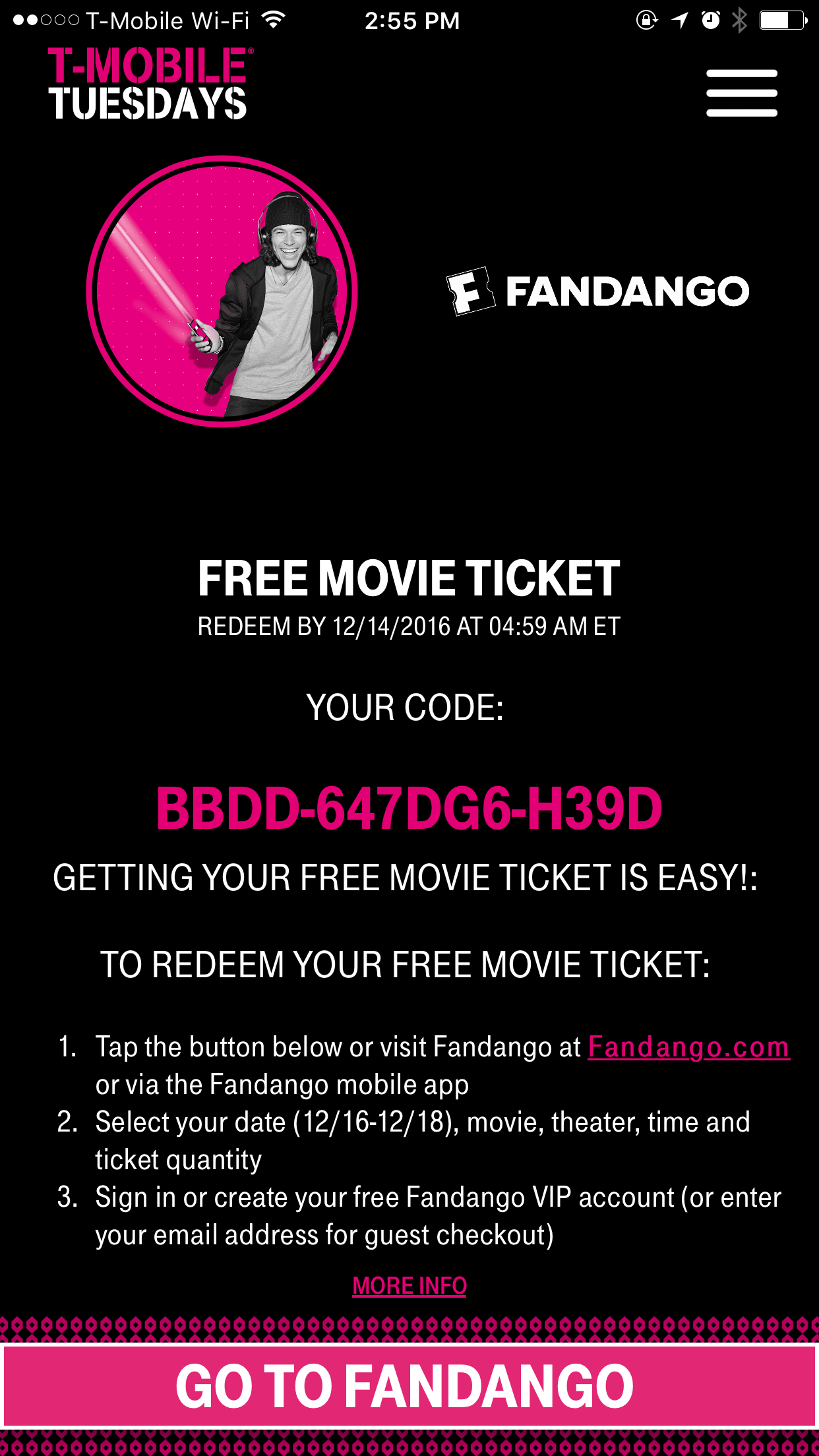 Free $10 Fandango Movie Ticket Promo Code