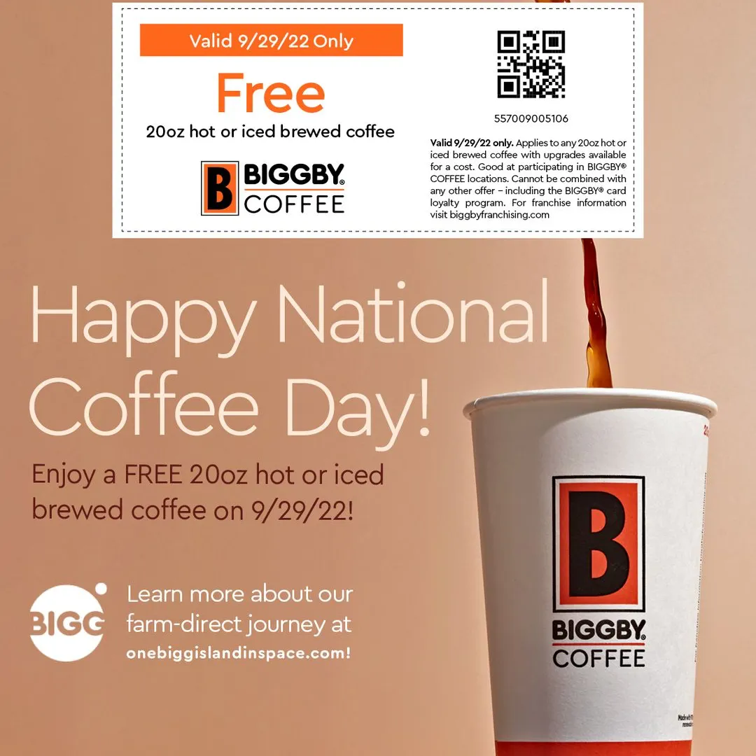 Free BIGGBY COFFEE Coupon
