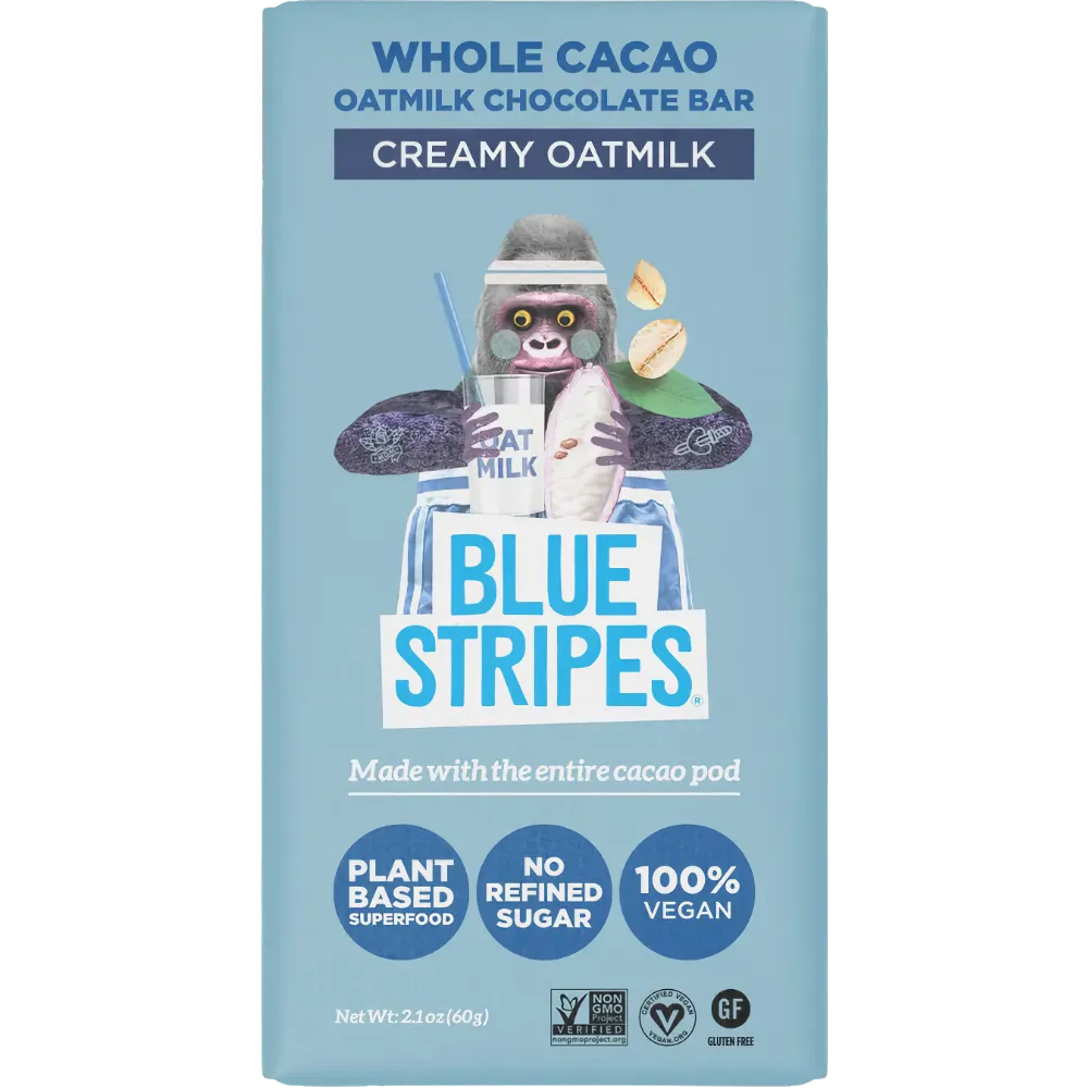 Free Blue Stripes Upcycled Cacao Chocolate