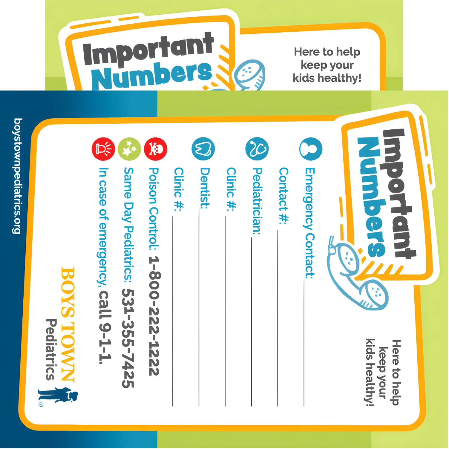 Free Important Numbers Magnet