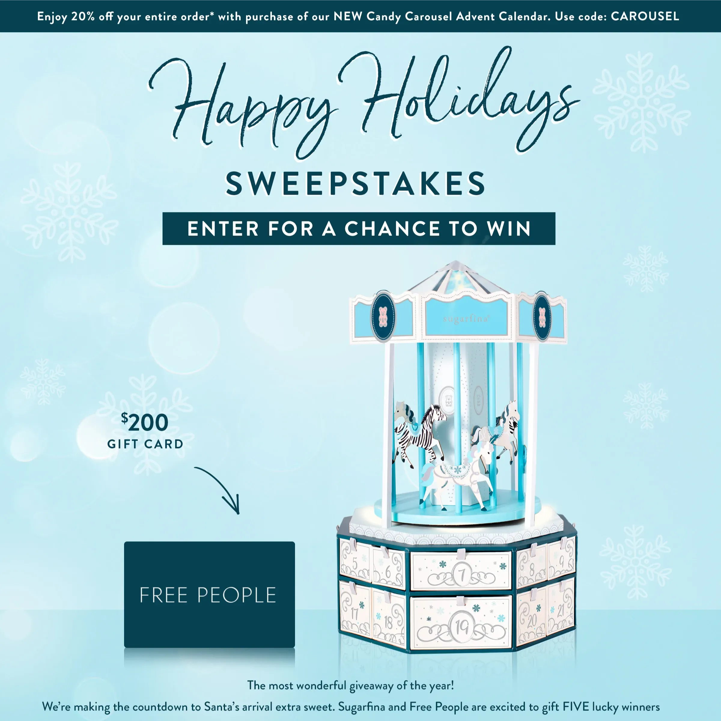 Free Sugarfina Candy Carousel Advent Calendar And A $200 Gift Card