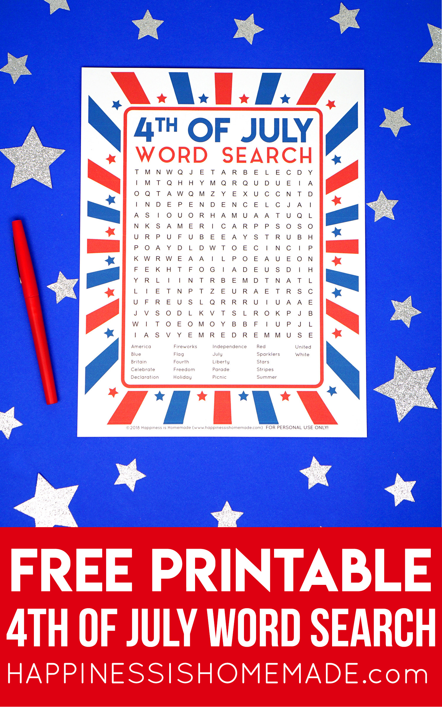 Free Printable July 4th Word Searches