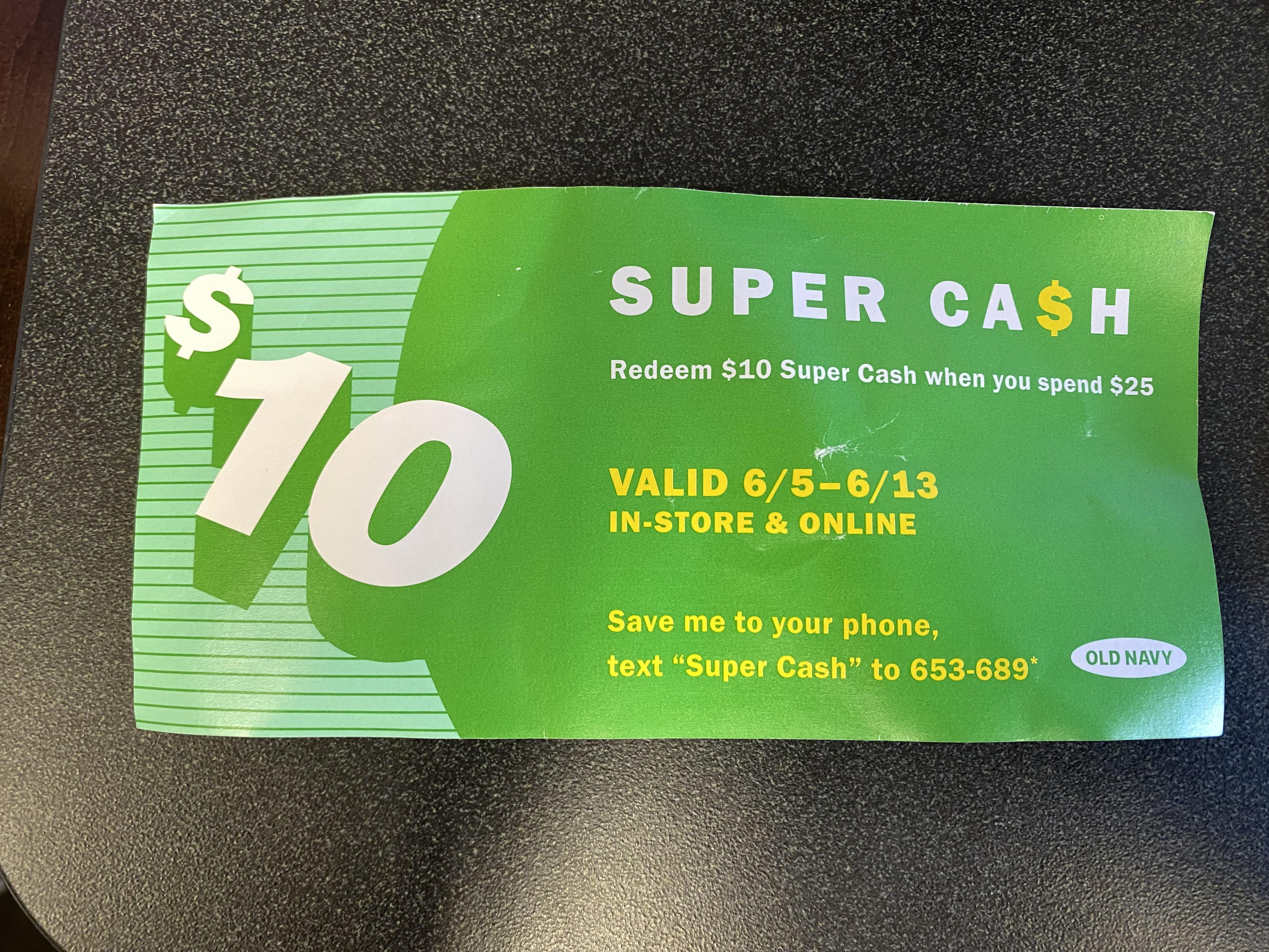 Free Old Navy Super Cash from Old Navy