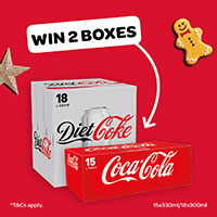 Win 18 pack of Diet Coke and 15 pack Coca Cola Classic