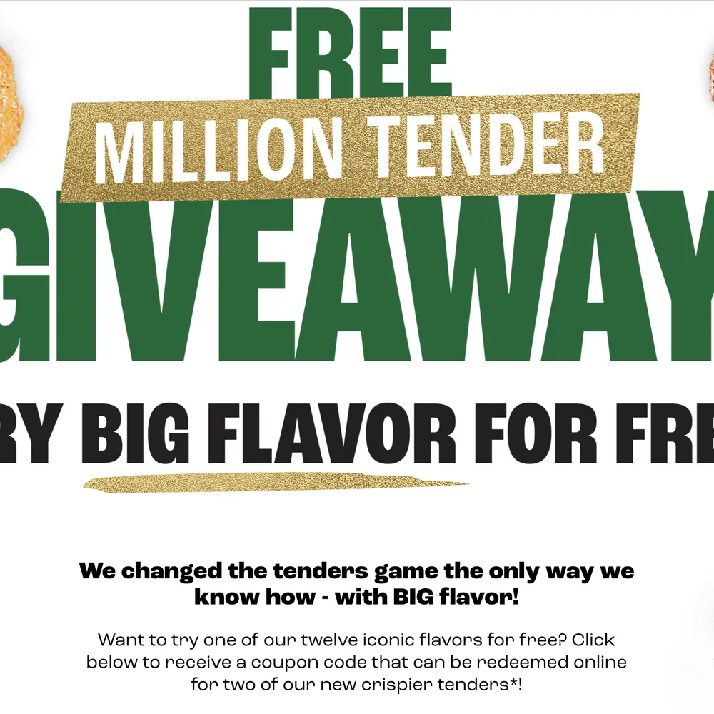 Free Wingstop Million Tender Giveaway